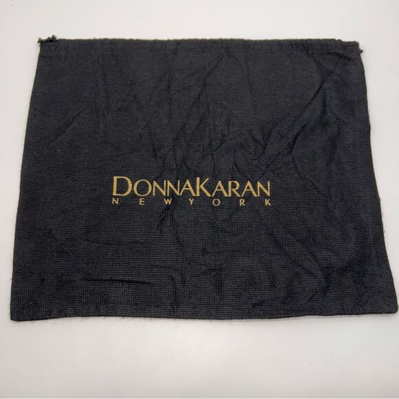 Donna Karen New York DKNY Black w/Gold Print Synthetic Drawstring Dust Bag - Picture 1 of 4